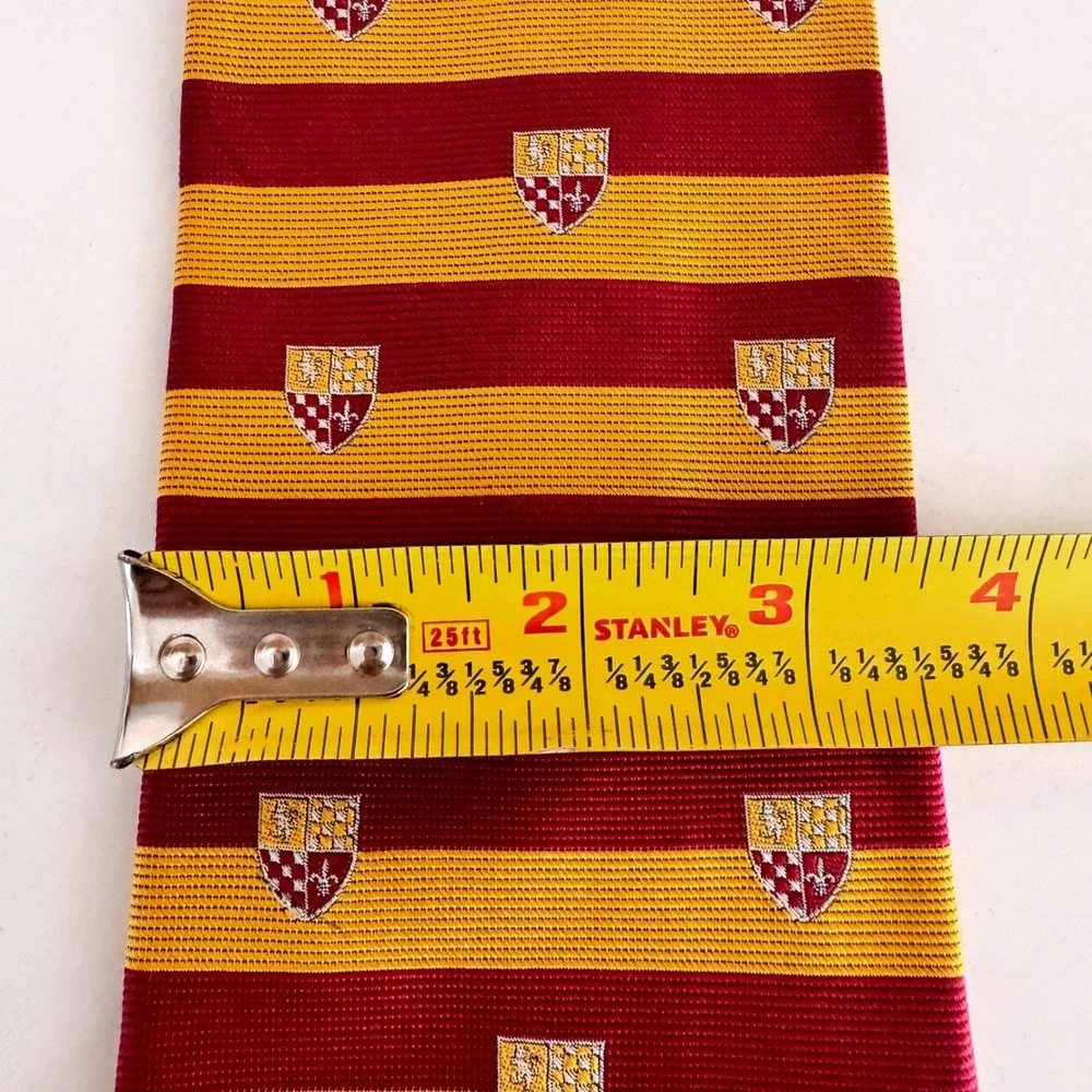 Brooks Brothers Makers Silk Necktie Mens Burgundy Gold Repp Stripe Crest USA‎